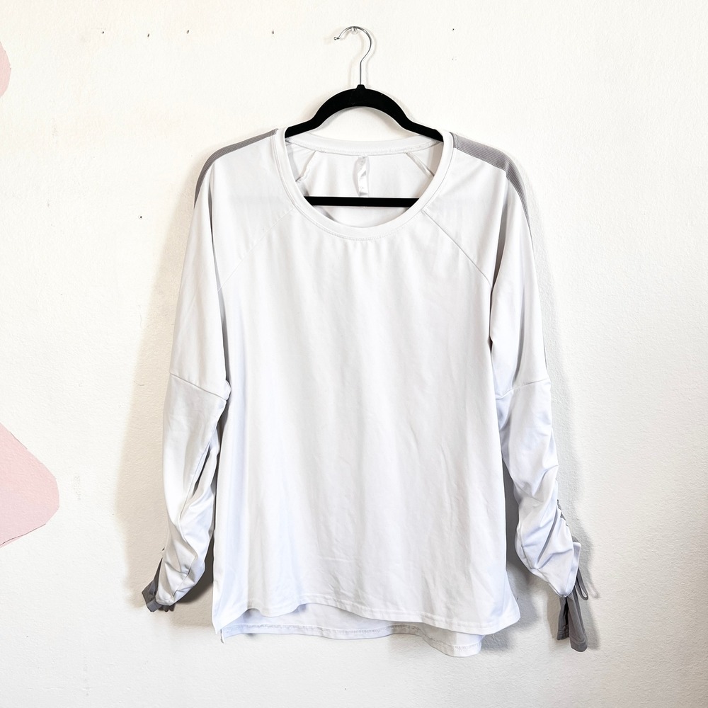 Fabletics Cashel Adjustable Long Sleeve Top Size XL Athleasure Yoga White